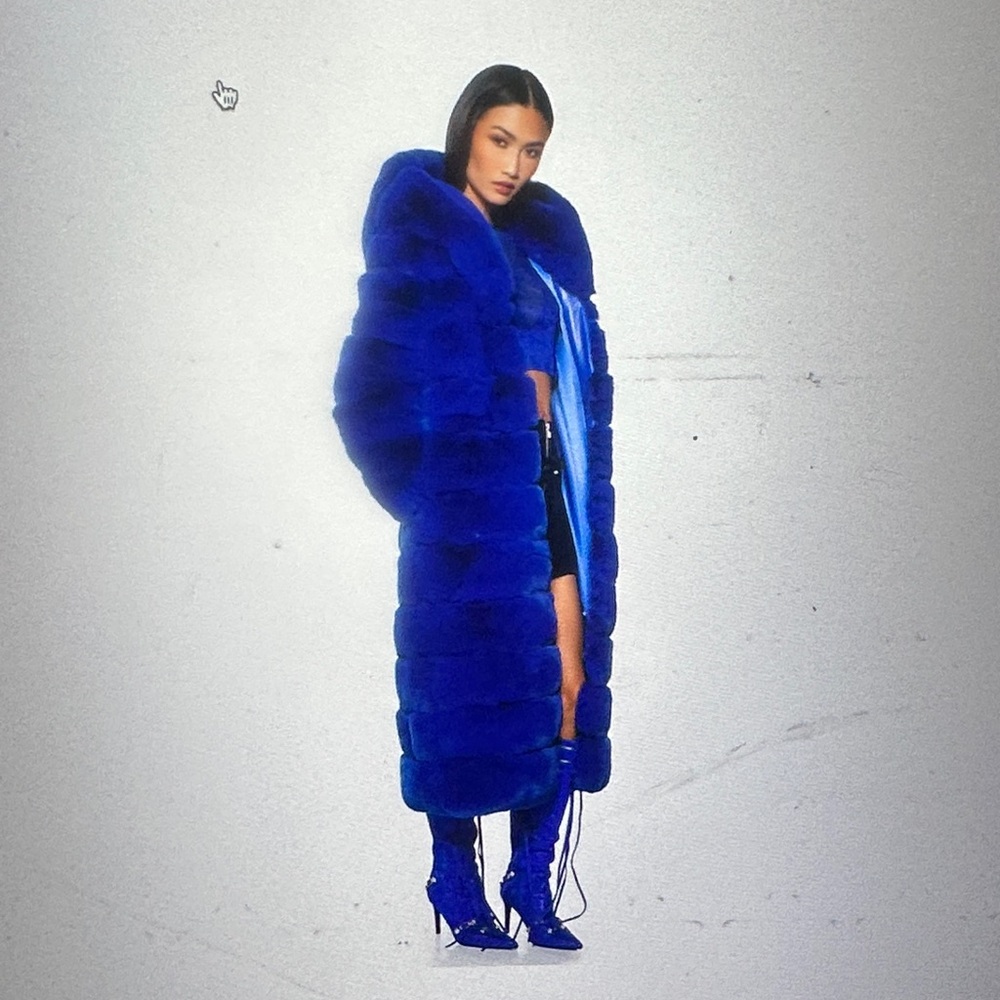 AKIRA — Azalea Wang Royal Blue Faux Fur Coat